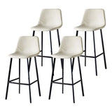 Bucket Leather Seat Low Back Iron Four Legs Bar Stool Image - 67