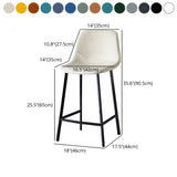 Bucket Leather Seat Low Back Iron Four Legs Bar Stool Image - 68
