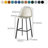 Bucket Leather Seat Low Back Iron Four Legs Bar Stool Image - 69