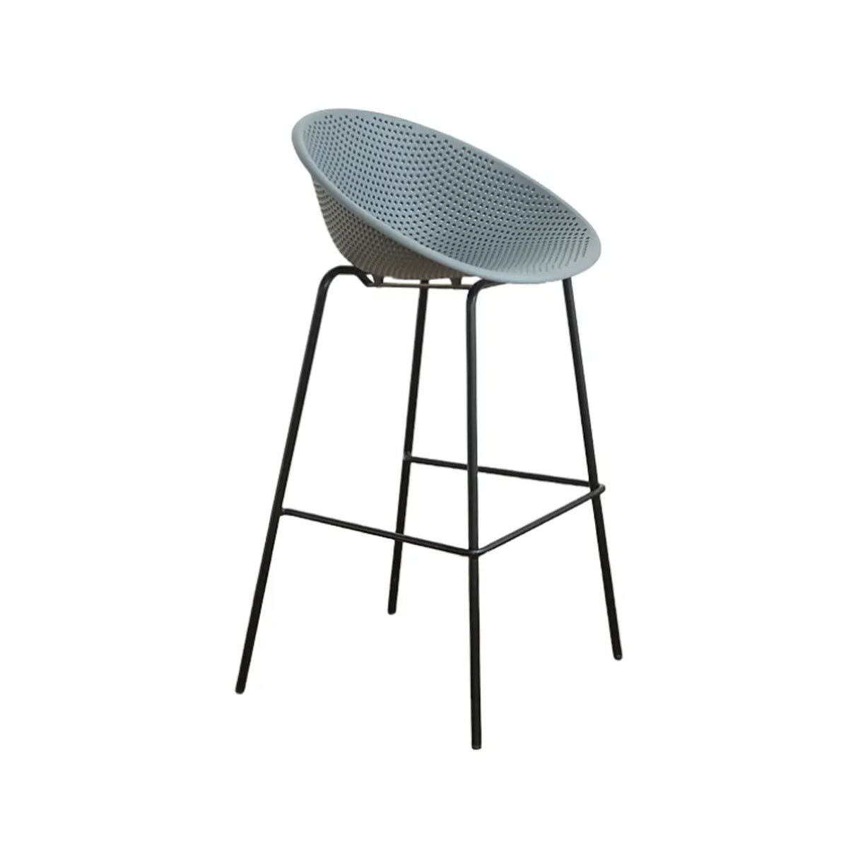 Bucket Low Back Metal Frame Bar Stool with Footrest Image - 3