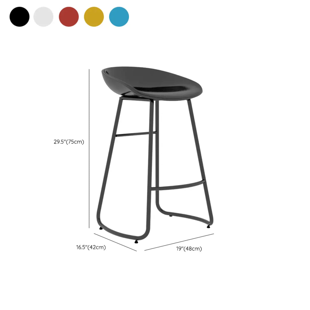 Bucket Low Back Metal Sled Base Armless Bar Stool 