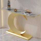 C-Shaped Base Decorative Marble Gold Console Table Image - 1