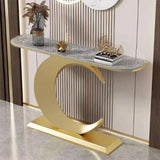 C-Shaped Base Decorative Marble Gold Console Table Image - 3