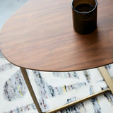 C-Shaped Metal Black Minimalist Pine Wood Side Table Image - 12