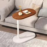 C-Shaped Pedestal Oval Wood and Iron Black Side Table Image - 12