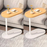 C-Shaped Pedestal Oval Wood and Iron Black Side Table Image - 14