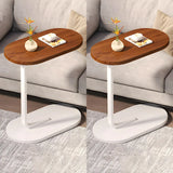 C-Shaped Pedestal Oval Wood and Iron Black Side Table Image - 16