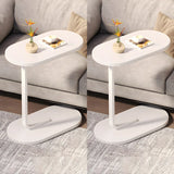 C-Shaped Pedestal Oval Wood and Iron Black Side Table Image - 20