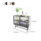 Cabinets Shelves Metal Black Buffet with Glass Doors #size