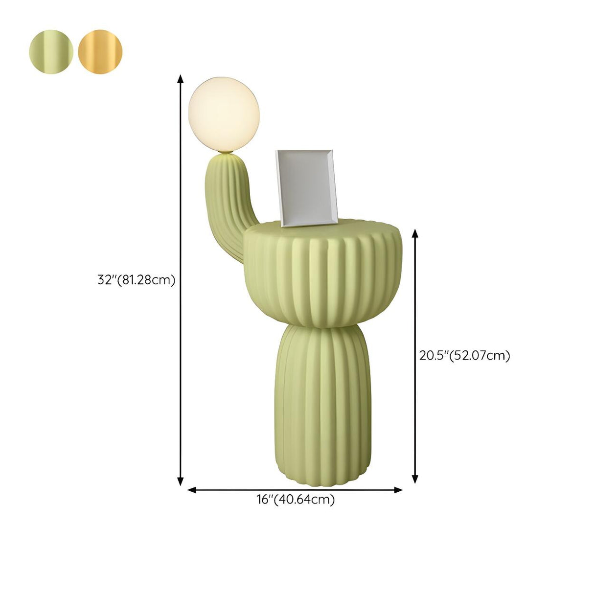 Cactus Multifunctional Green Side Table Floor Lamp 