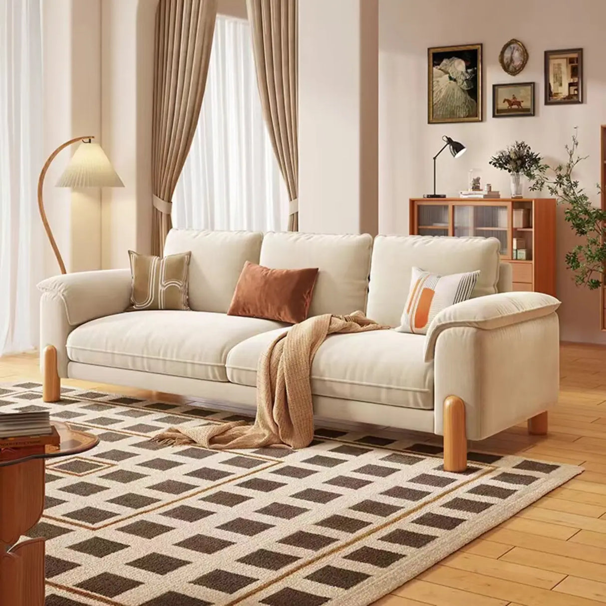 Caramel Tear Resistant Tech Flannel Sofa with Slipcover Image - 2