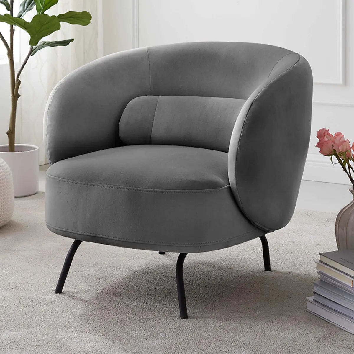 Caramel Velvet Curved Back Sloped Arms Accent Chair Image - 10