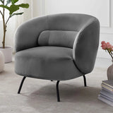 Caramel Velvet Curved Back Sloped Arms Accent Chair Image - 10
