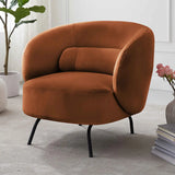 Caramel Velvet Curved Back Sloped Arms Accent Chair Image - 11