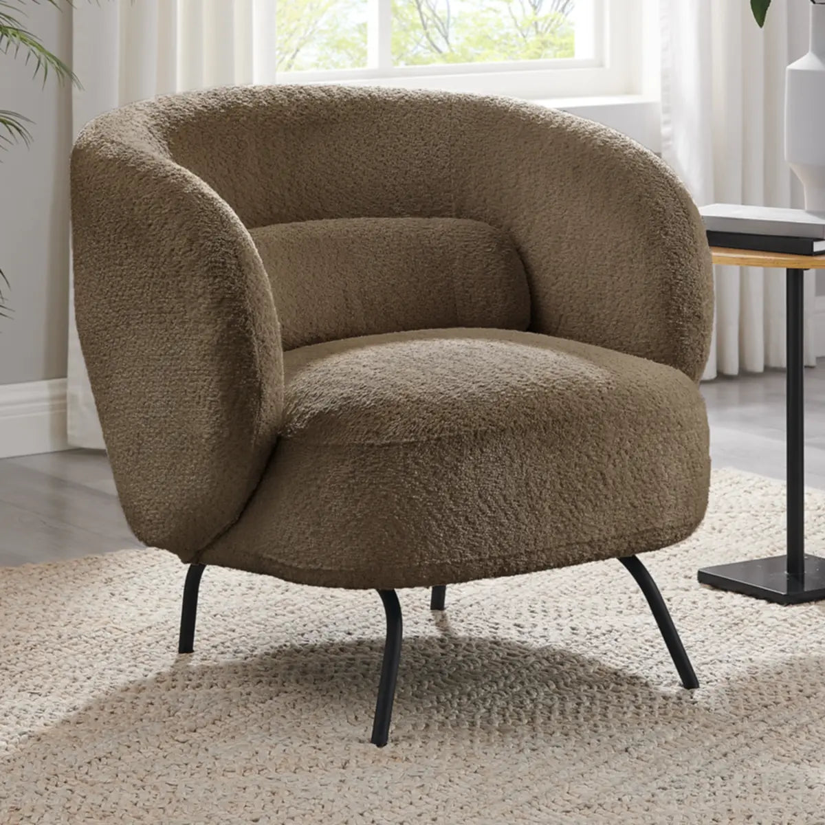 Caramel Velvet Curved Back Sloped Arms Accent Chair Image - 15