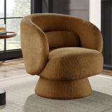 Caramel Velvet Curved Back Sloped Arms Accent Chair Image - 17