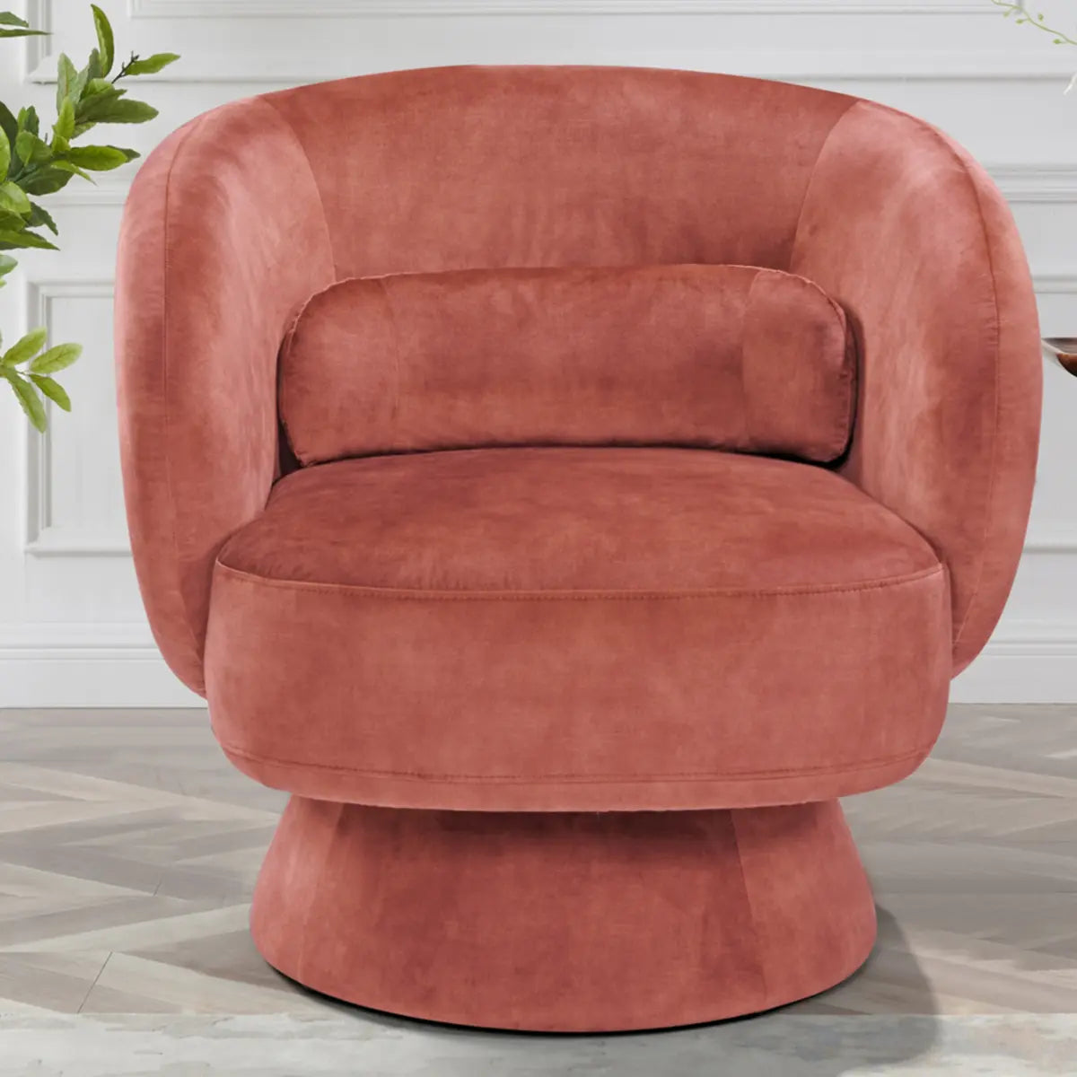 Caramel Velvet Curved Back Sloped Arms Accent Chair Image - 21
