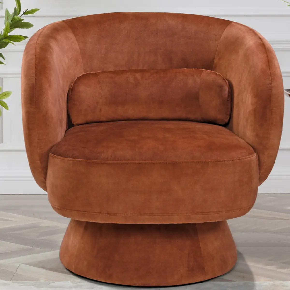 Caramel Velvet Curved Back Sloped Arms Accent Chair Image - 22