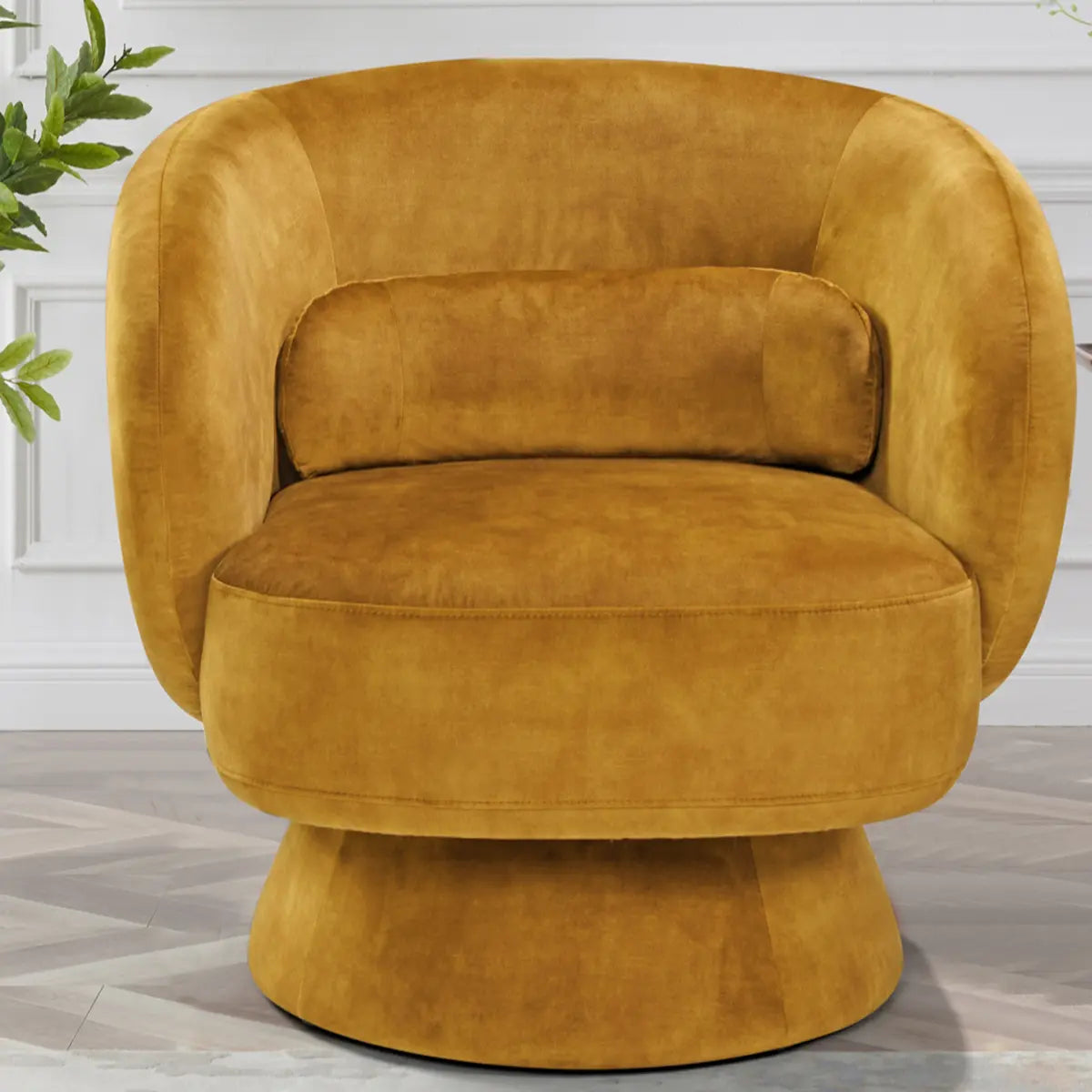 Caramel Velvet Curved Back Sloped Arms Accent Chair Image - 23