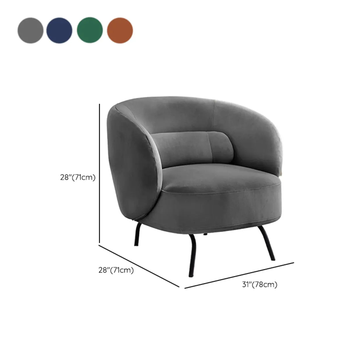 Caramel Velvet Curved Back Sloped Arms Accent Chair Image - 28