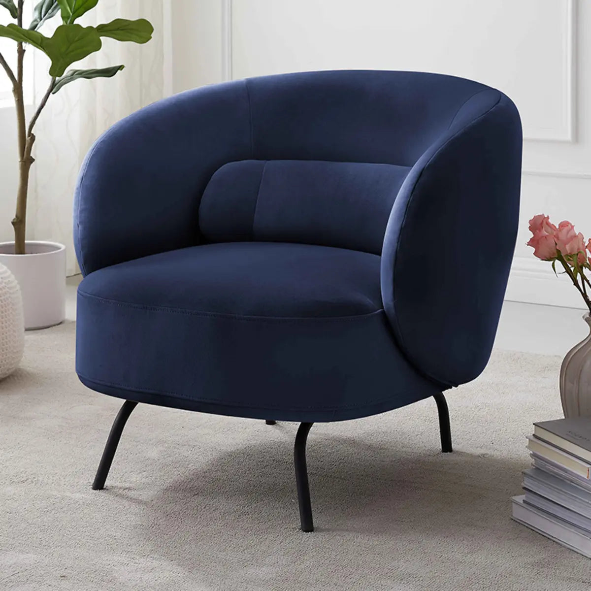 Caramel Velvet Curved Back Sloped Arms Accent Chair Image - 6