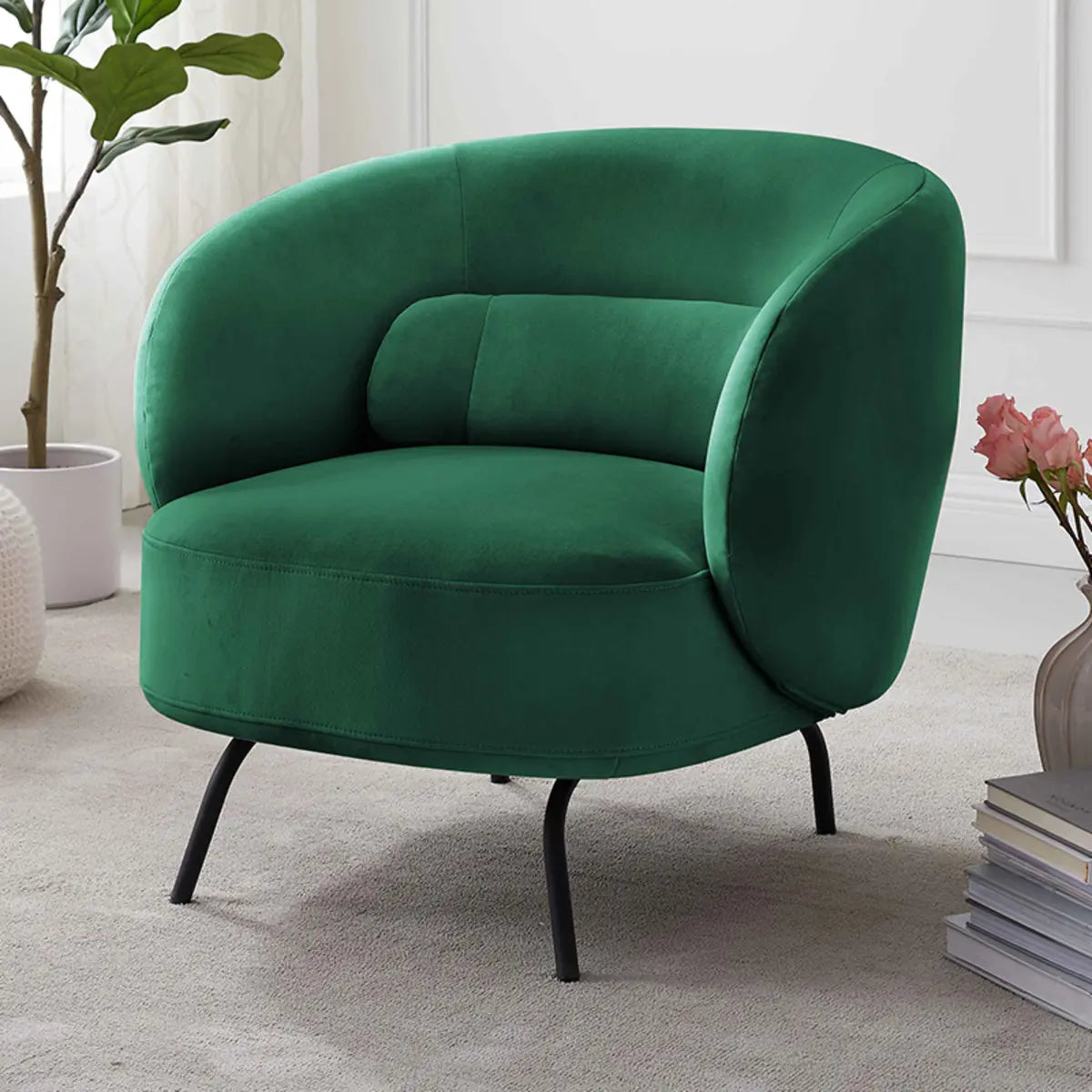 Caramel Velvet Curved Back Sloped Arms Accent Chair Image - 7