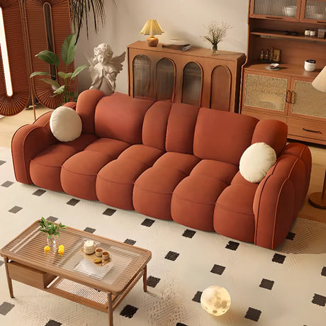 Caramel Water Resistant Flannel Biscuit Back Sofa Image - 1