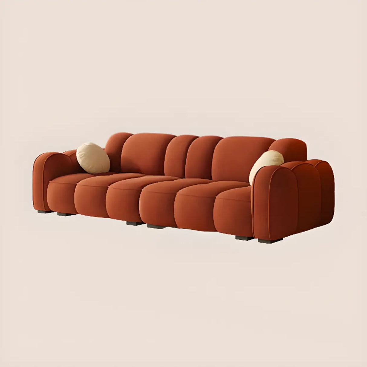 Caramel Water Resistant Flannel Biscuit Back Sofa Image - 10