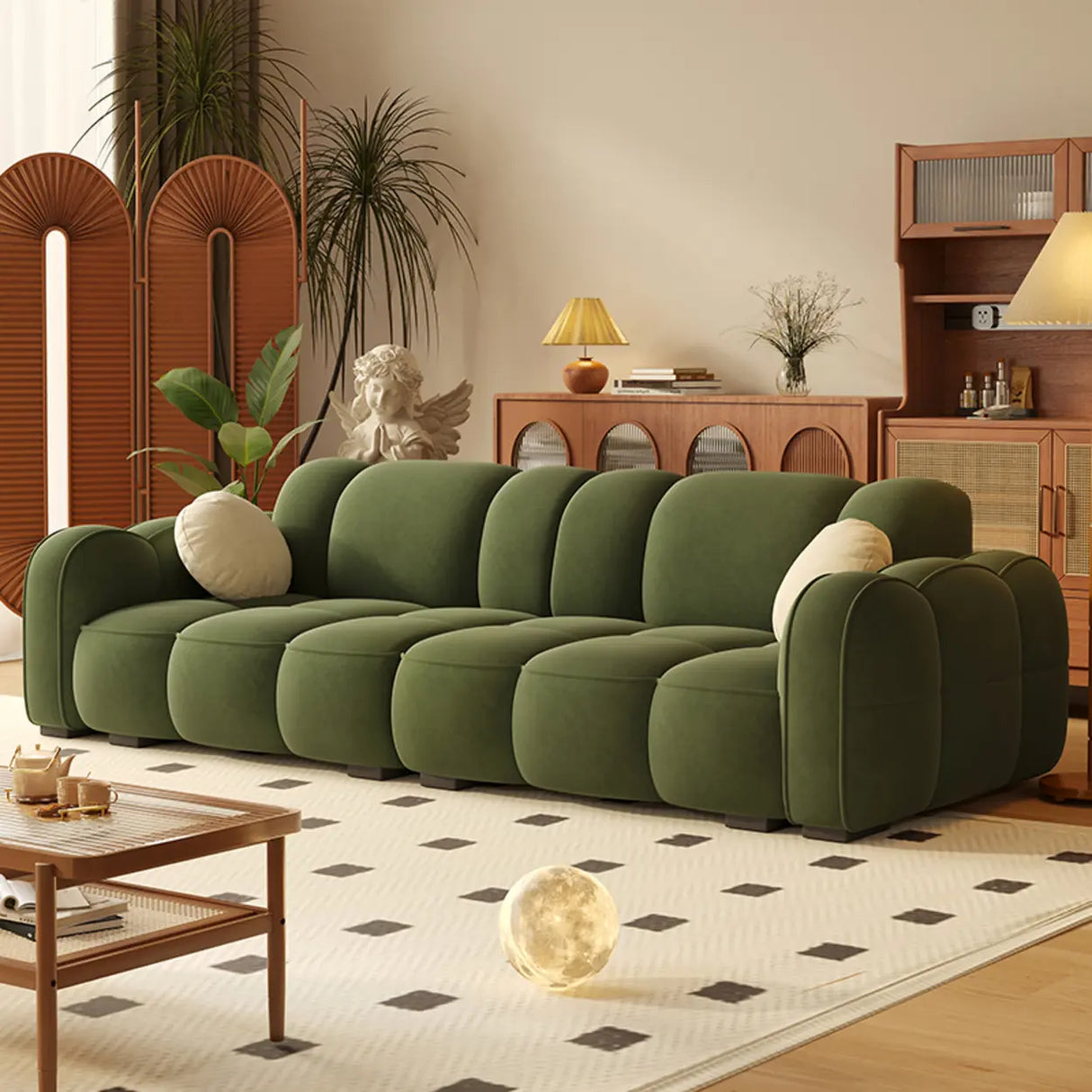 Caramel Water Resistant Flannel Biscuit Back Sofa Image - 3