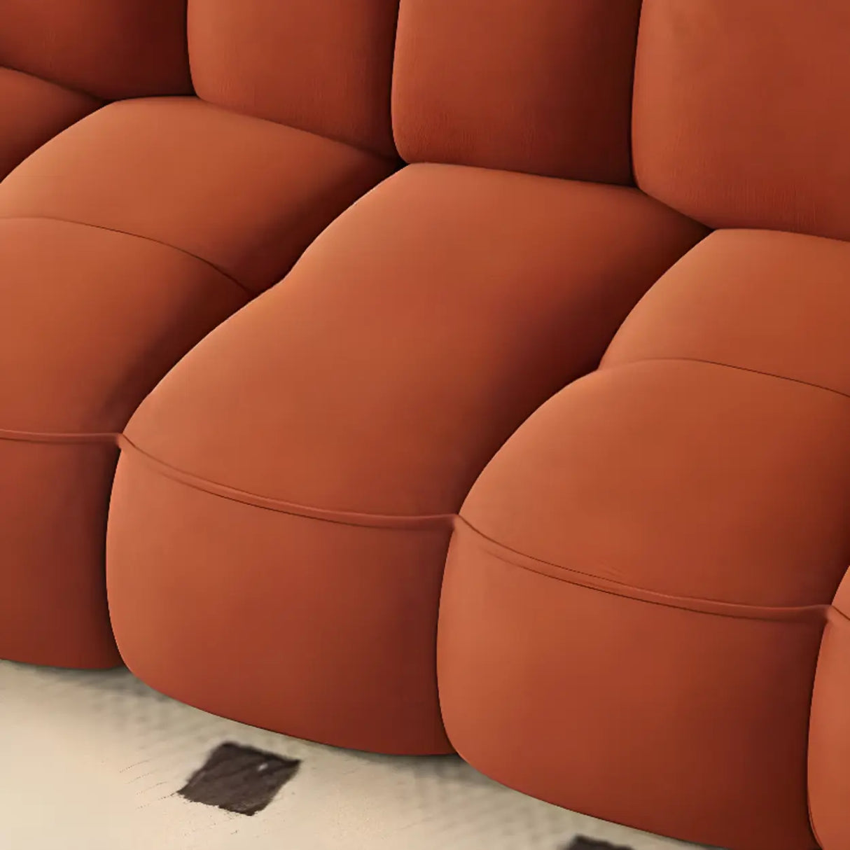 Caramel Water Resistant Flannel Biscuit Back Sofa Image - 4
