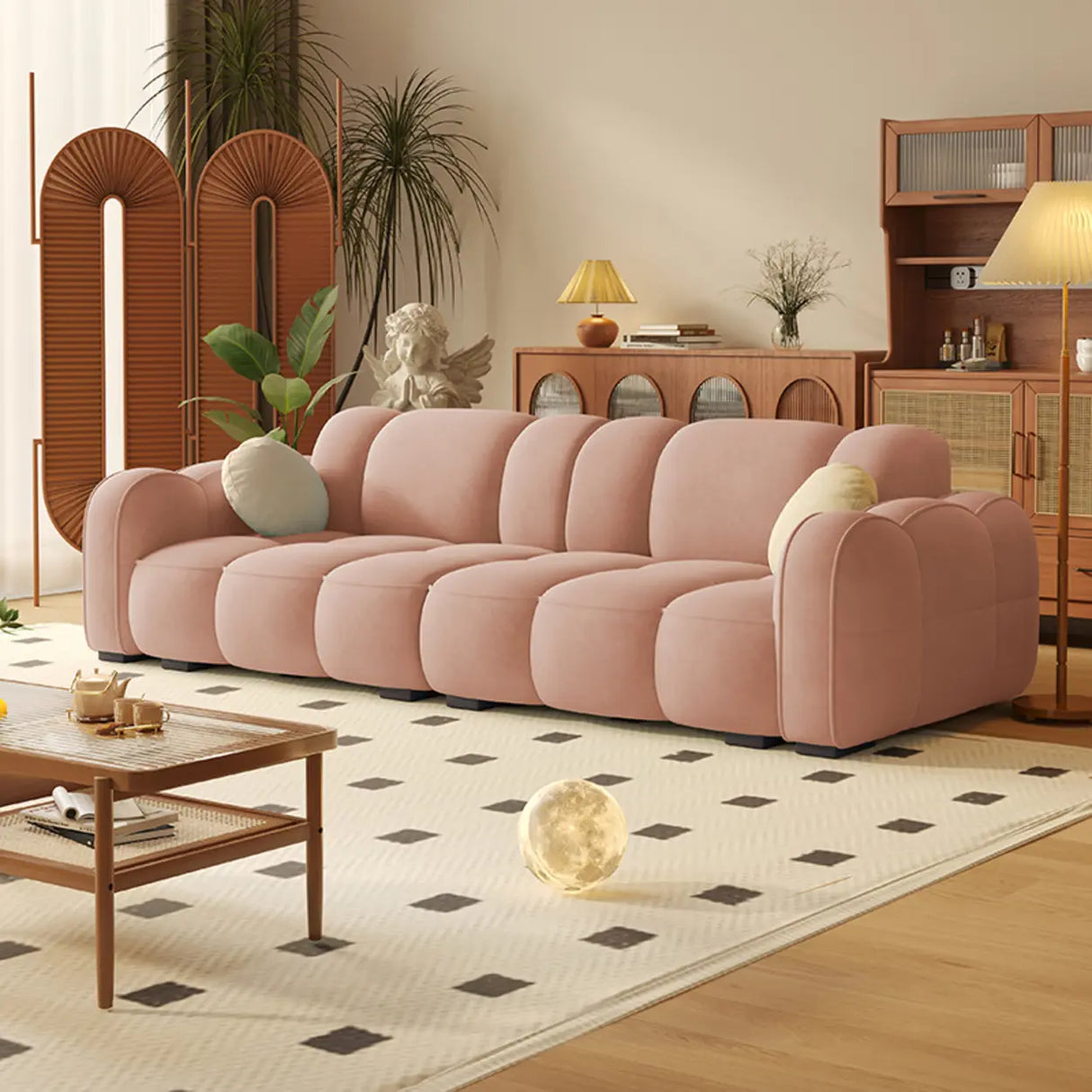 Caramel Water Resistant Flannel Biscuit Back Sofa Image - 5