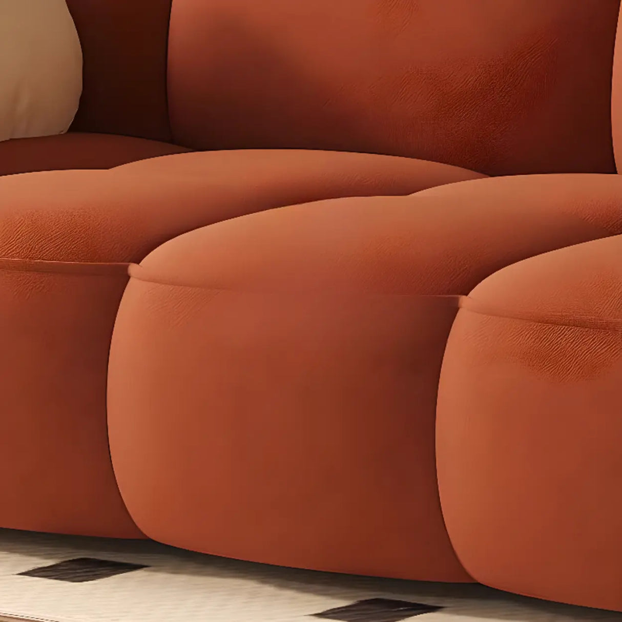 Caramel Water Resistant Flannel Biscuit Back Sofa Image - 6