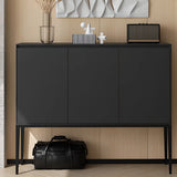 Carbon Steel Rectangular Wood Black Storage Console Table Image - 1