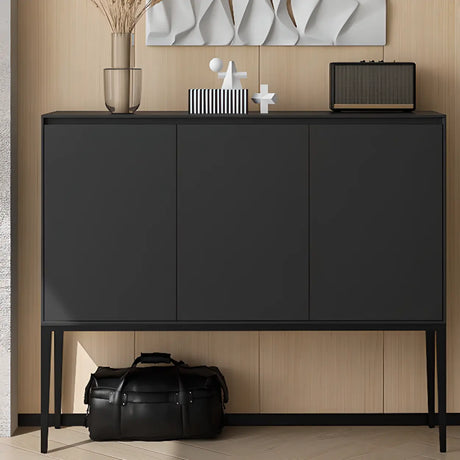 Carbon Steel Rectangular Wood Black Storage Console Table Image - 1