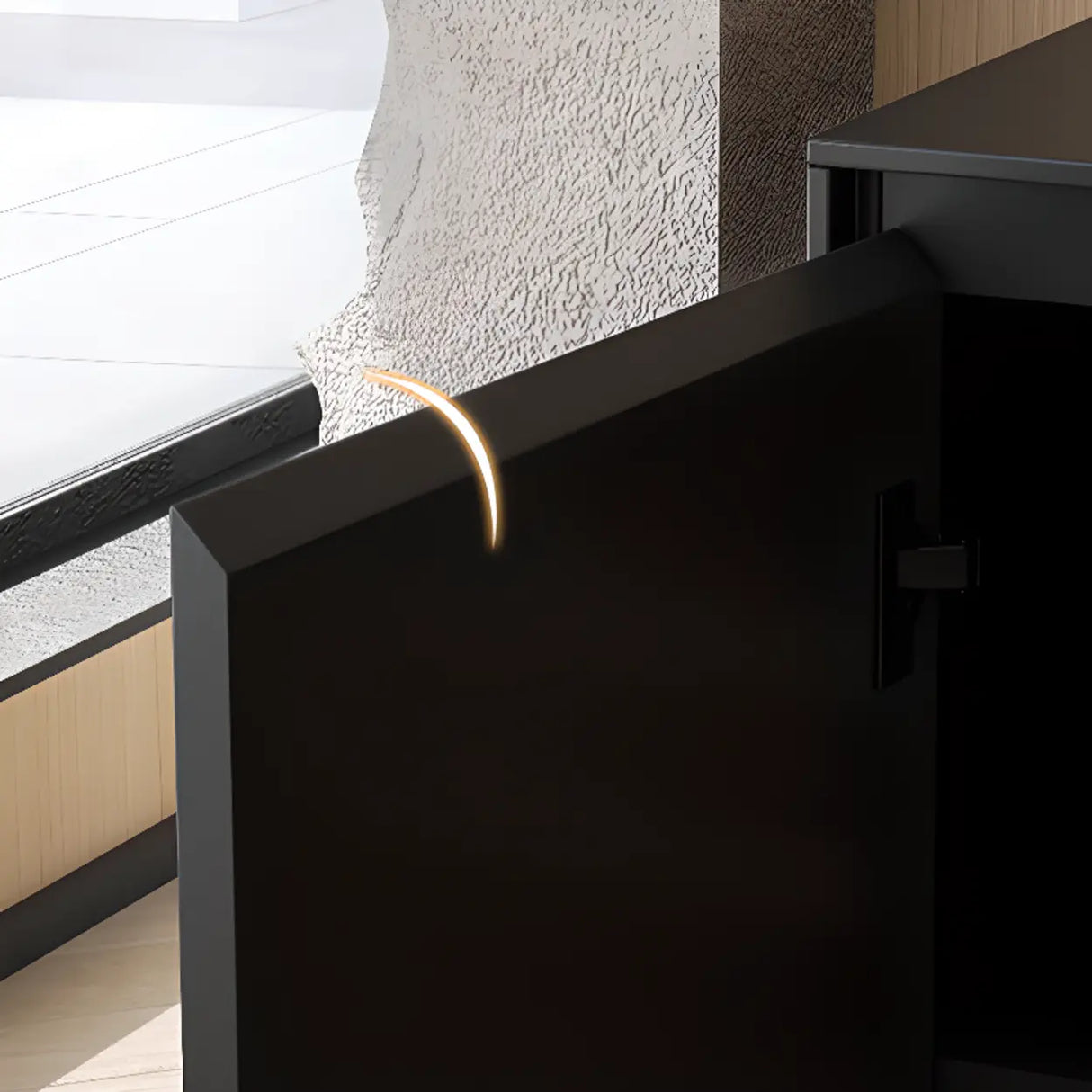 Carbon Steel Rectangular Wood Black Storage Console Table Image - 10