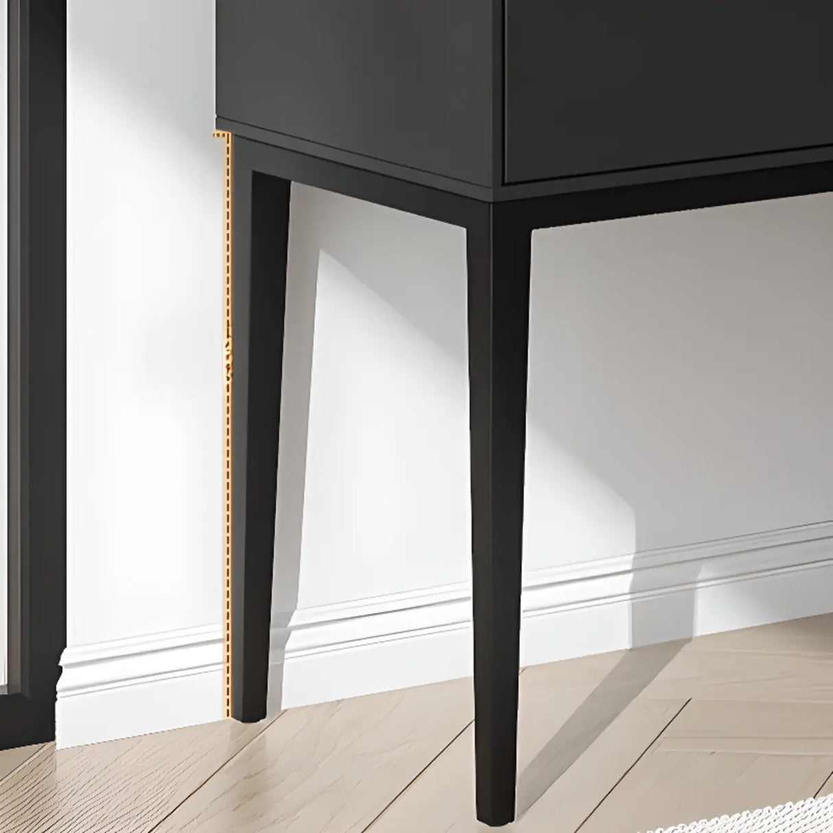 Carbon Steel Rectangular Wood Black Storage Console Table Image - 13