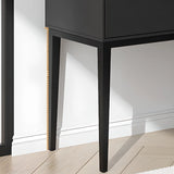 Carbon Steel Rectangular Wood Black Storage Console Table Image - 13