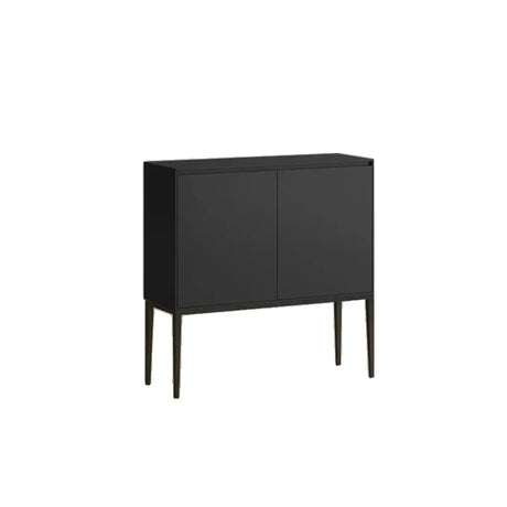 Carbon Steel Rectangular Wood Black Storage Console Table Image - 2