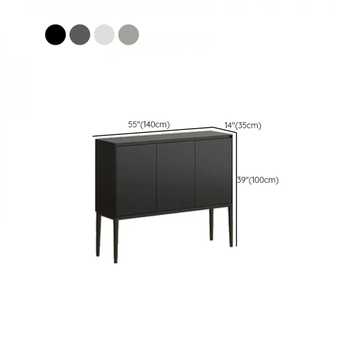 Carbon Steel Rectangular Wood Black Storage Console Table Image - 20