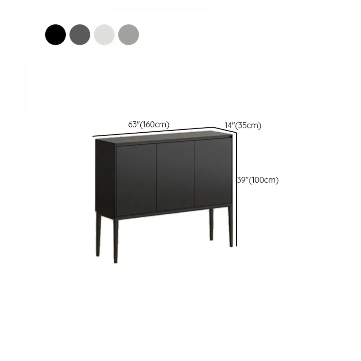 Carbon Steel Rectangular Wood Black Storage Console Table Image - 21