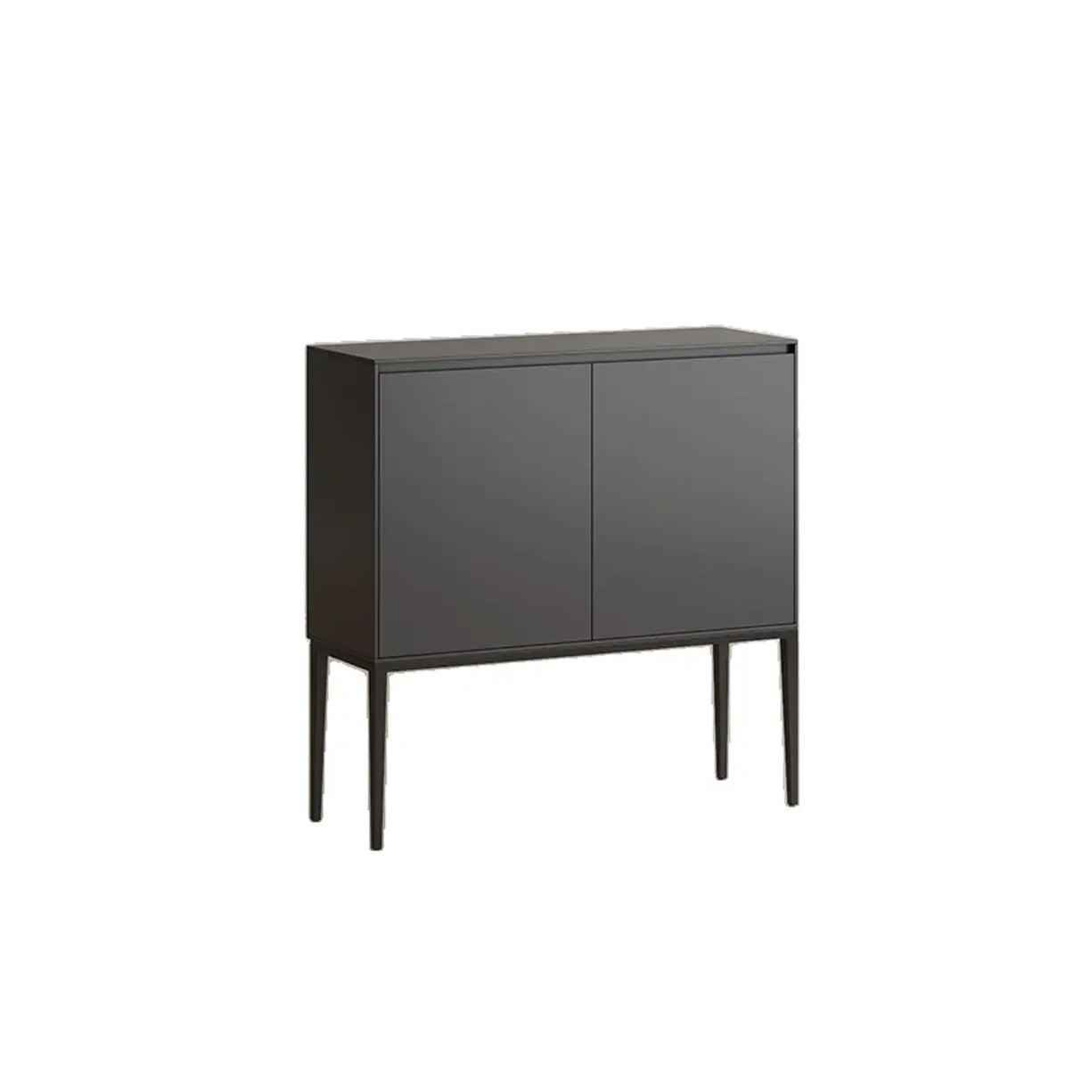 Carbon Steel Rectangular Wood Black Storage Console Table Image - 5
