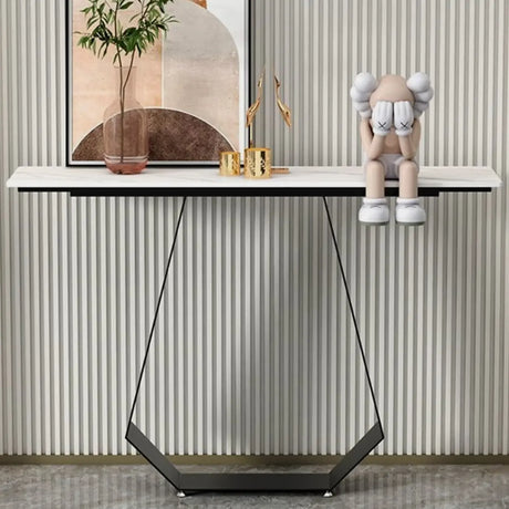 Carbon Steel U-Shaped Base Black Stone Top Console Table Image - 1