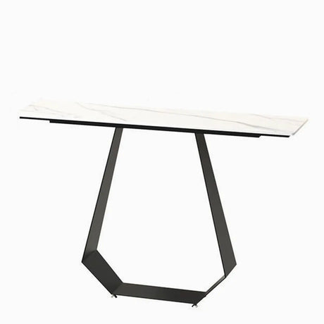 Carbon Steel U-Shaped Base Black Stone Top Console Table Image - 2