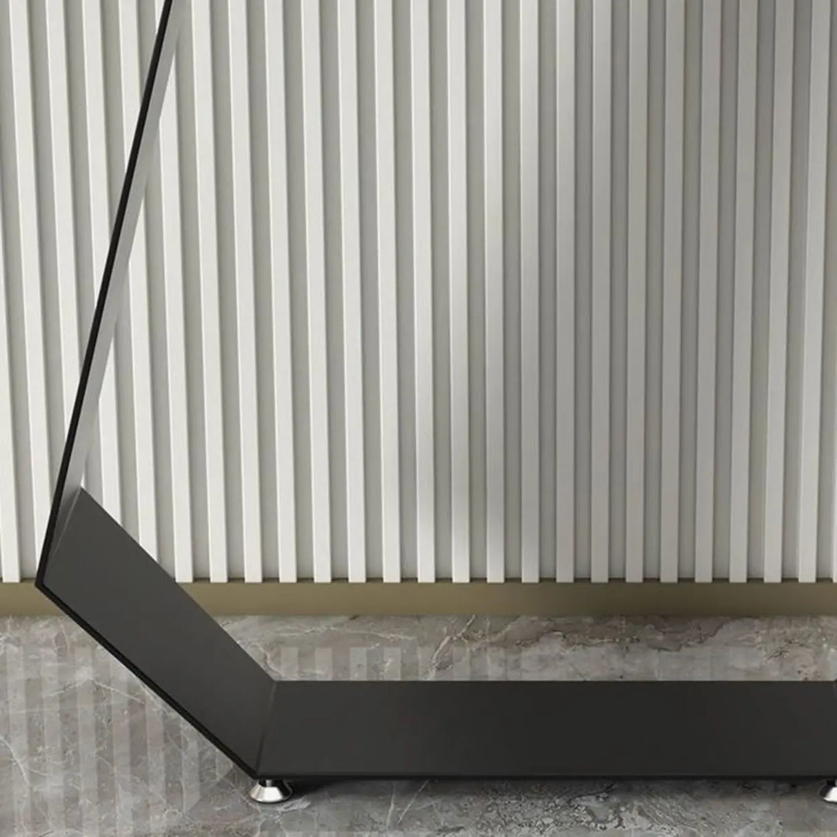Carbon Steel U-Shaped Base Black Stone Top Console Table Image - 5