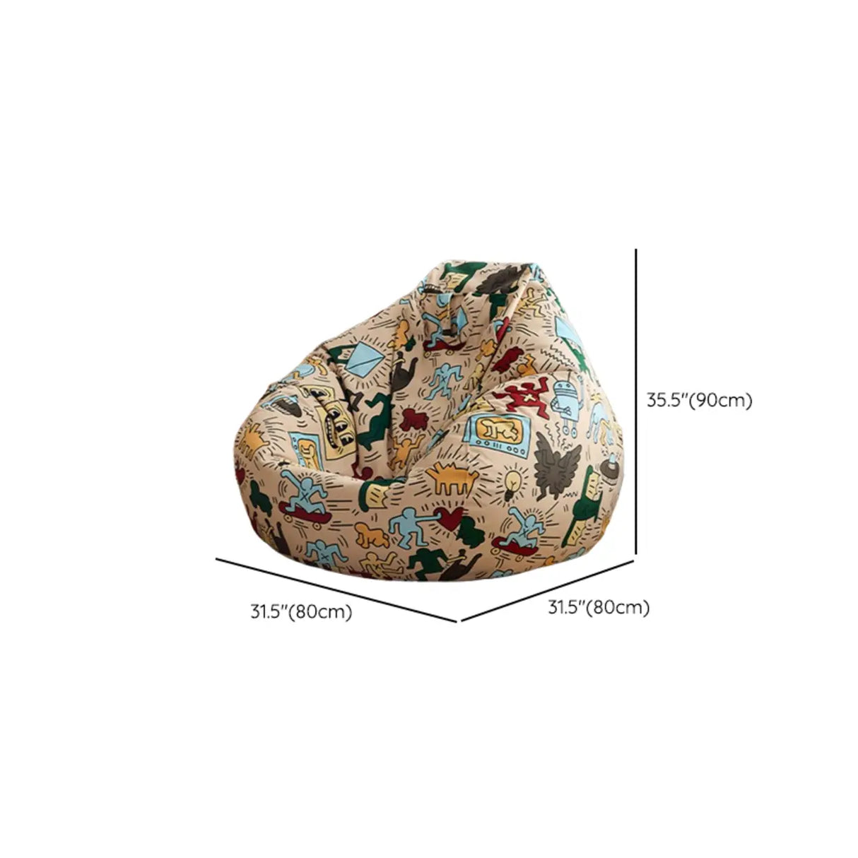 Cartoon Abstract Pattern Beige Flannel Portable Bean Bag 