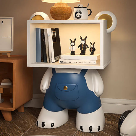 Cartoon White Resin Wood Open Storage Kids Nightstand Image - 1