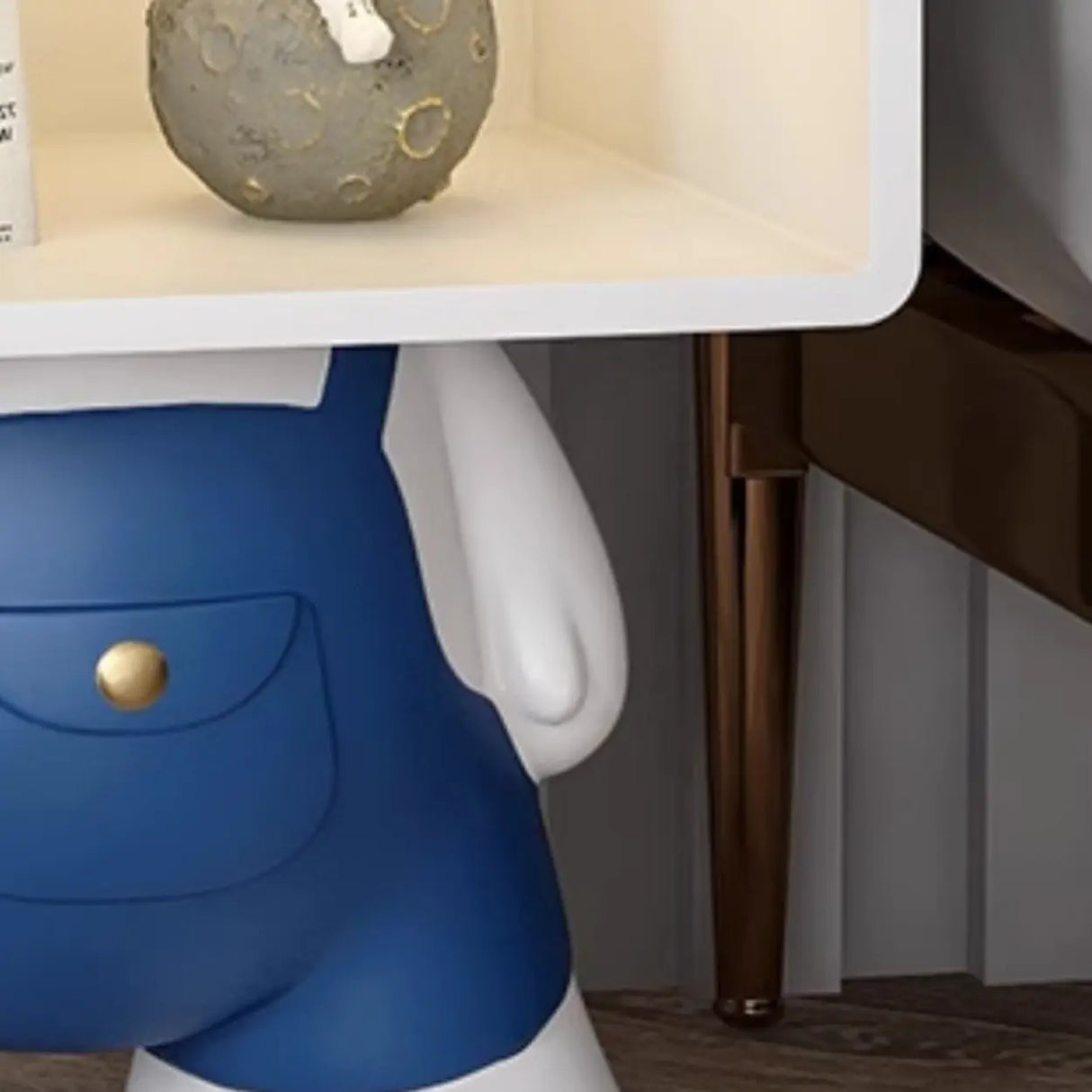 Cartoon White Resin Wood Open Storage Kids Nightstand Image - 12