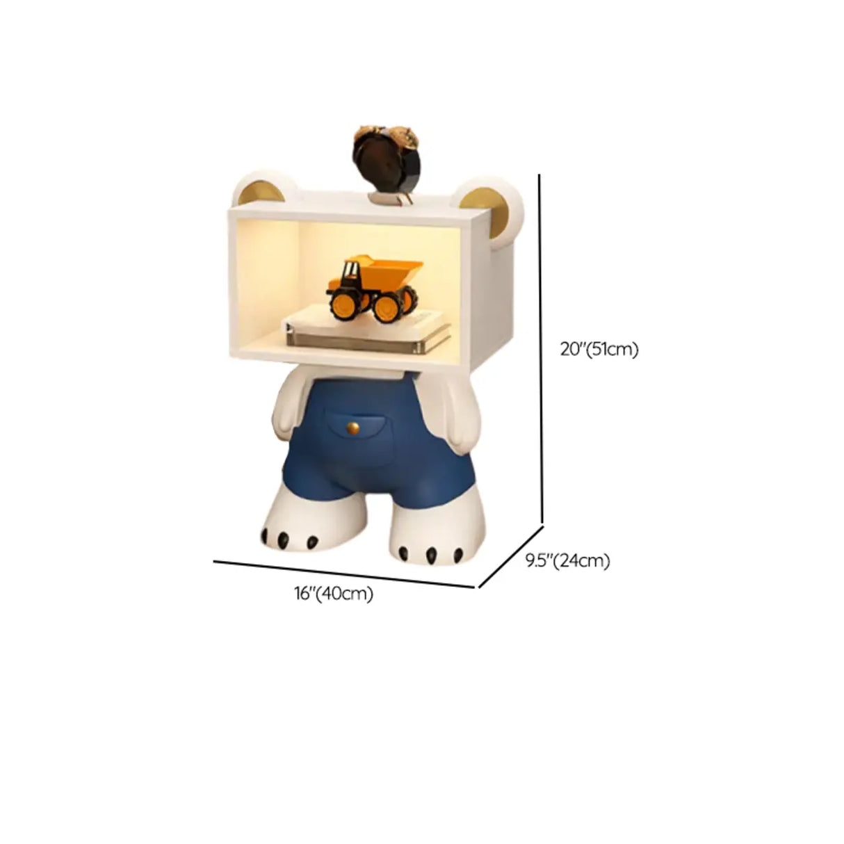 Cartoon White Resin Wood Open Storage Kids Nightstand Image - 22