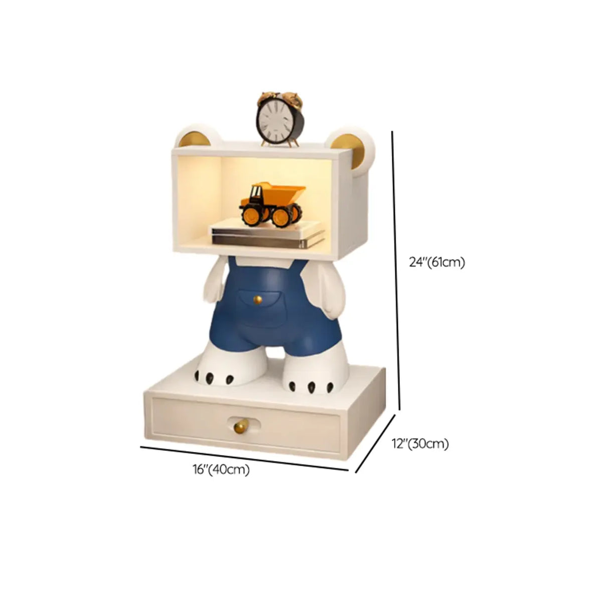 Cartoon White Resin Wood Open Storage Kids Nightstand Image - 25