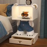 Cartoon White Resin Wood Open Storage Kids Nightstand Image - 3
